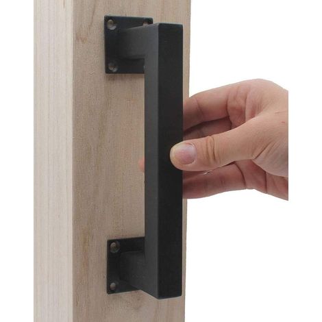 Grange porte coulissante Poignée Ensemble Antique Fonte lourd solide poignée de fer à la porte (black)