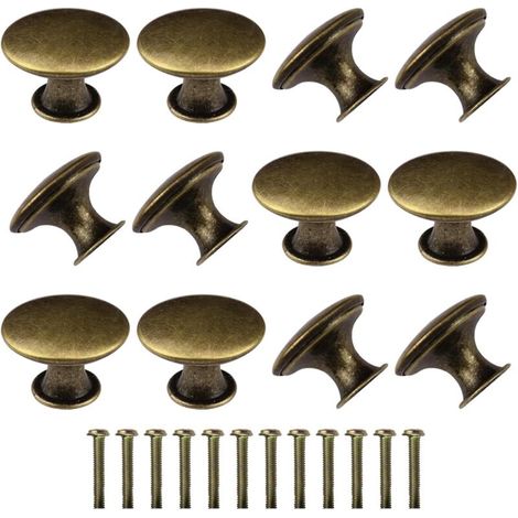 Poignées de meubles vintage - pour armoires et tiroirs - 12 pièces - Bronze - 30 mm (1/5)