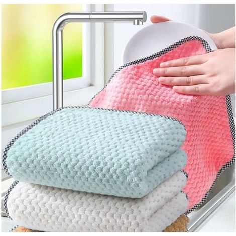 Serviette de cuisine - Non spécifié - Lot de 10 - 25x25 cm - Ultra doux - Séchage rapide (1/4)