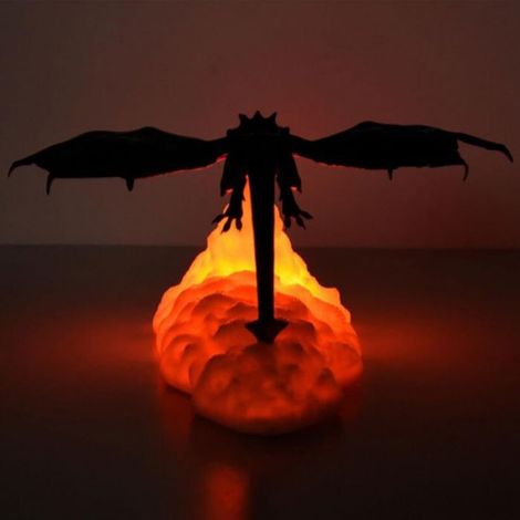 Veilleuse LED 3D - - Dragon cracheur de feu 3D - Design dragon - LED intégrée - Pour chambre d'enfant (1/4)