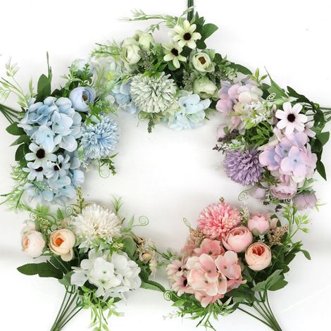 Boule de fleurs artificielles en soie, détails réalistes, longue durée, idéale pour la photographie (vert). (1/5)