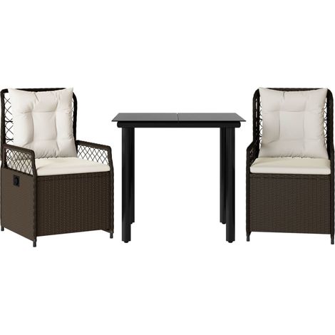 Maison Exclusive - Set da Pranzo da Giardino 3pz con Cuscini in Polyrattan Marrone