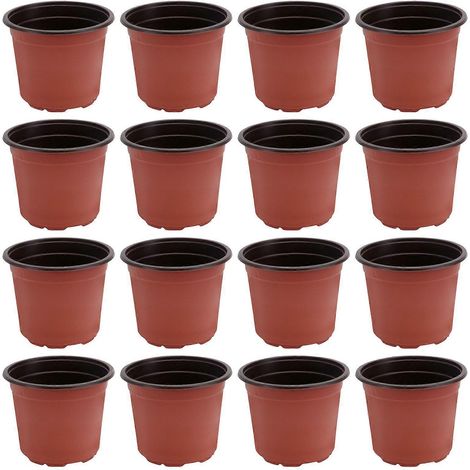 Lot de 50 pots de fleurs en plastique créatifs et respirants pour plantes succulentes - Diamètre 120 mm (Marron, trous de style aléatoire)-12.00X12.00X9.80CM-Brown