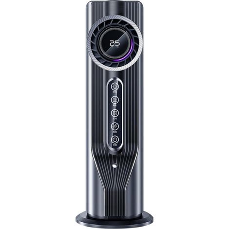 Tragbarer Klimaanlagenventilator, 6 Lüfterstufen, kleines digitales Tischdisplay, tragbare Nebelfunktion, schwarz. (1/5)