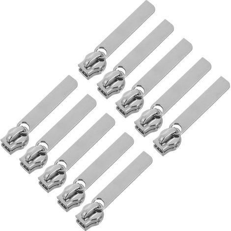 10 Tirettes de fermeture éclair, Nylon, Argent, Trou de verrouillage, Cadenas à combinaison, Sac à dos, Valise