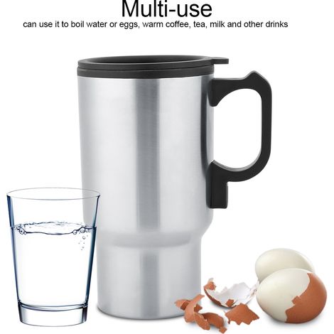 Gobelet thermique en acier inoxydable 12V 450ml, tasse à café chauffante pour voiture, mug électrique pour lait et eau chaude, bouteille isotherme de voyage (1/5)