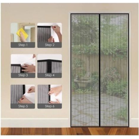 Moustiquaire porte magnétique - Fermeture automatique Maille polyester durable - Entrée et couloir - Rayure 90x210cm (1/4)