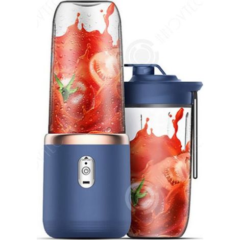 INN Presse-agrumes 400ml 21000tr presse-agrumes portable sans fil avec tasse de sport et couteau en acier dentelé à 6 lames bleu (1/4)