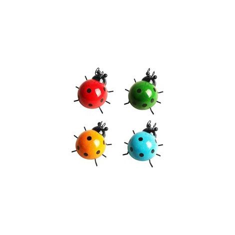 4 pièces Décoration de coccinelle en métal Décoration murale de coccinelle en métal Coccinelles en métal Art mural pour jardin Pelouse Décoration intérieure Sculptures murales extérieures