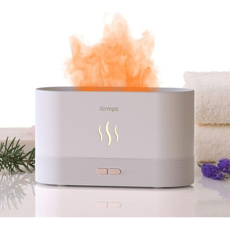 Diffuseur D'arômes avec Effet Flamme,180 ML Diffuseur D'huiles Essentielles,humidificateur pour Huiles Essentielles, Peut Ajouter De l'huile Essentielle,pour Chambre Spa Yoga Bureau (Blanc) (1/4)