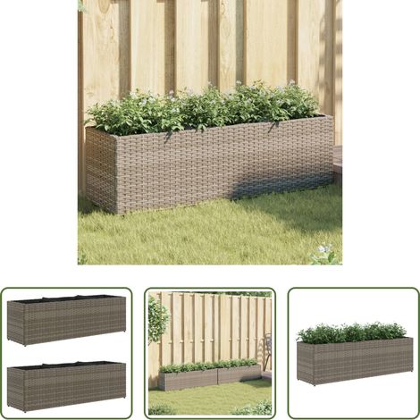 Blumenkasten -  Pflanzkübel mit 3 Töpfen 2 Stk. Grau 105x30x32 cm Poly Rattan