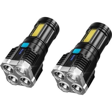 Lampe Torche LED Rechargeable Haute Luminosité 4 Modes Etanche Portée 200m Camping Randonnée (1/4)