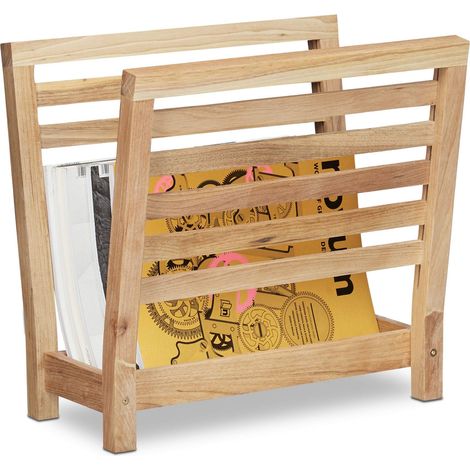 Porte-magazines porte-revues support pour journaux en bois de noyer HxlxP: 38,5 x 26,5 x 40 cm, marron, Walnut (1/5)