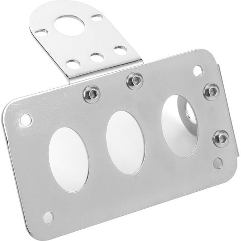 Support de plaque d'immatriculation moto, feu arrière latéral, cadre en alliage d'aluminium, argent (1/5)