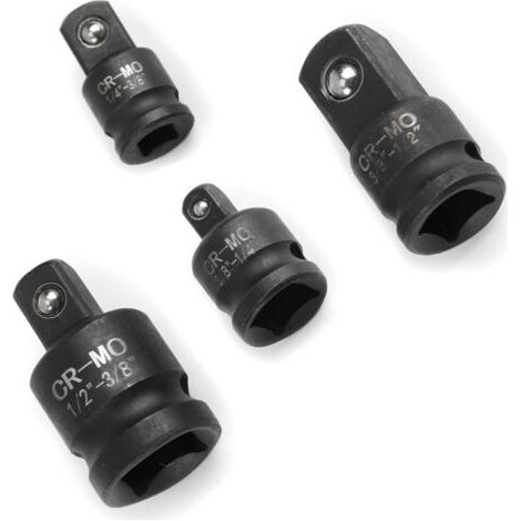 4 pcs adaptateur douille, 3/8 vers 1/4, 1/4 vers 3/8, 1/2 vers 3/8, 3/8 vers 1/2, acier chrome - molybdène(CR-MO), reducteur carre, raccord douille, adaptateur cliquet
