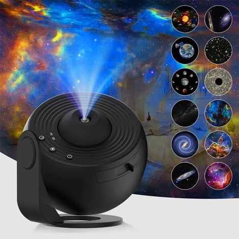Proyector de cielo estrellado, lámpara proyector LED de galaxia, luz nocturna de cielo estrellado realista con 12 discos de película, constelación del sistema solar y la luna, para decoración de dormi (1/5)