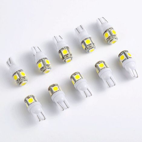 10 Uds 194 bombillas LED 168 T10 5055 5SMD bombillas LED coche cúpula mapa matrícula luz lámpara blanca 12V (1/5)
