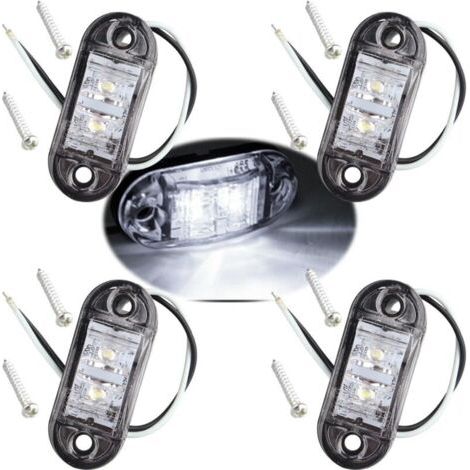 4 pcs Blanc IP65 12 V/24 V Ovale LED latérales Feux de gabarit Avant Feux arrière Lampes Universel Indicateur de Position pour Camion remorque Van Caravan Camion de Voiture Bus Bateaux