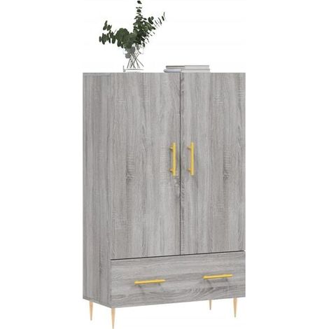 Buffet de Cuisine Haut 69,5x31x115 cm - Meuble Rangement Moderne en Bois d'Ingénierie Finition Sonoma Gris pour Salon et Salle à Manger (1/5)
