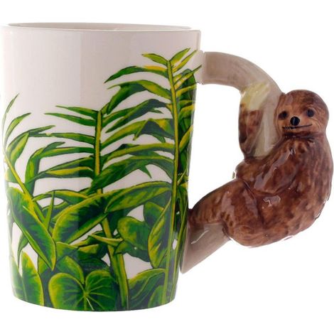 Mug en Céramique - KARISM - Paresseux - Blanc - Cylindrique - Compatible lave-vaisselle