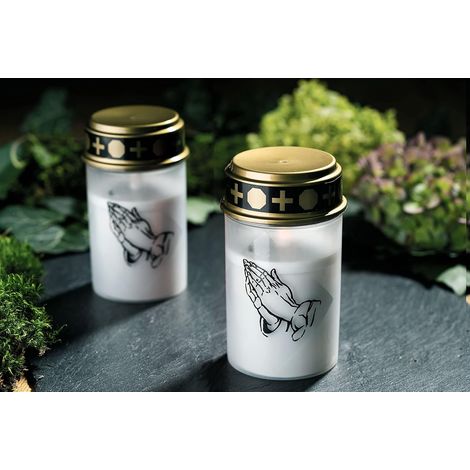 2 bougies funéraires LED blanches flamme vacillante piles