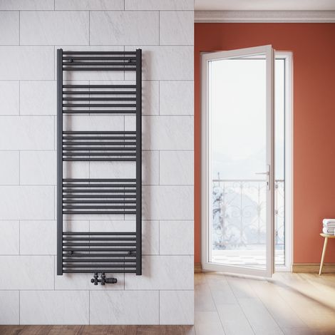 SONNI Termoarredo Scaldasalviette Verticale Radiatore ad Acqua Calda Antracite con Valvola Connessione Centrale 1600x600mm (1/5)