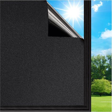 Schwarze, mattierte Fensterfolie, blickdichte Sichtschutzfolie, selbsthaftende, statisch haftende Folie für Zuhause und Büro, 45 x 200 cm