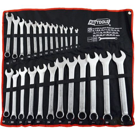 AWTOOLS KLUCZ PŁASKO-OCZKOWY KPL.25szt. /6mm-32mm/ BLACK LINE