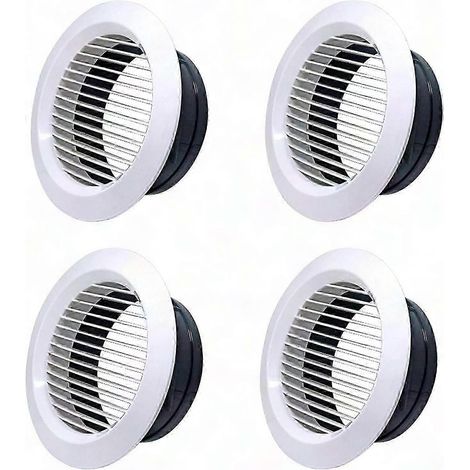 Grille d'aération en plastique noir et blanc, 118 mm, lot de 4 pièces, bouche de ventilation murale, habillage décoratif, grille de ventilation ronde. (1/5)