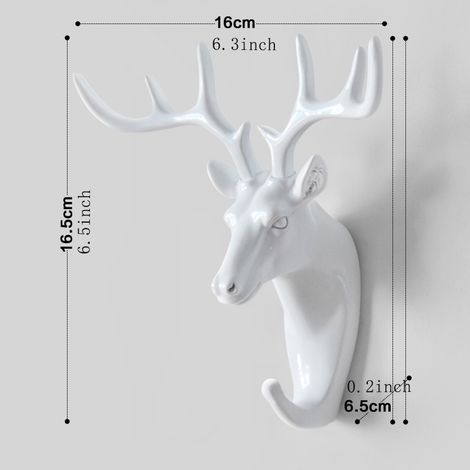 6 ganci decorativi retrò in resina a forma di animali (cervo, elefante, capra) per ingresso, camera da letto, bagno, bianchi - ALTRO (1/4)