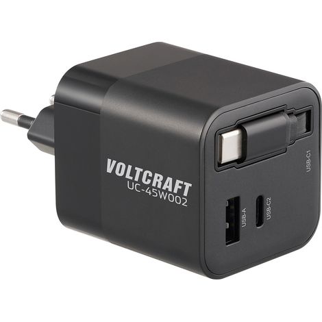 VOLTCRAFT UC-45W002 USB Ladegerät 45 W 1x USB-A, 2x USB-C® USB PD Schwarz Innenbereich GaN, USB Powe