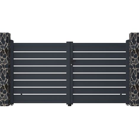 Cancello a battente traforato L300 x H158 cm in Alluminio Antracite - PRIMO (1/4)