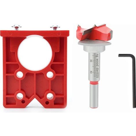 Adaptateur de rail de guidage pour le travail du bois, outil de perçage pour charnières de 35 mm, gabarit de perçage professionnel pour charnières de 35 mm, tableau des trous de finition, rouge (1/5)