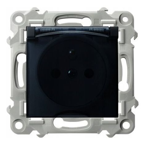 Enchufe Sapphire resistente a salpicaduras con o sin clasificación IP44, color negro. (1/3)