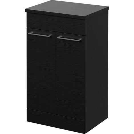 Napoli 390 Nero Oak 500mm 2 Door Vanity Unit for Countertop Basins - 500mm - Chrome 160mm Handle