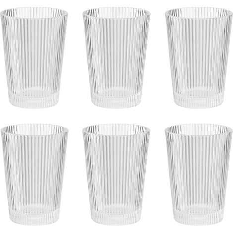 Lot de 6 Verres à Boire Empilables en Verre Strié Design Art Déco pour Boissons Chaudes et Froides Cuisine (1/5)