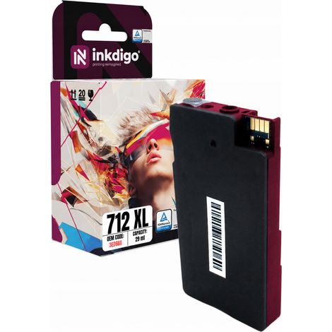 Inchiostro Inkdigo 712 XL compatibile con le stampanti HP DesignJet Studio 24 pollici T210 T230 T250, certificato TÜV. (1/5)