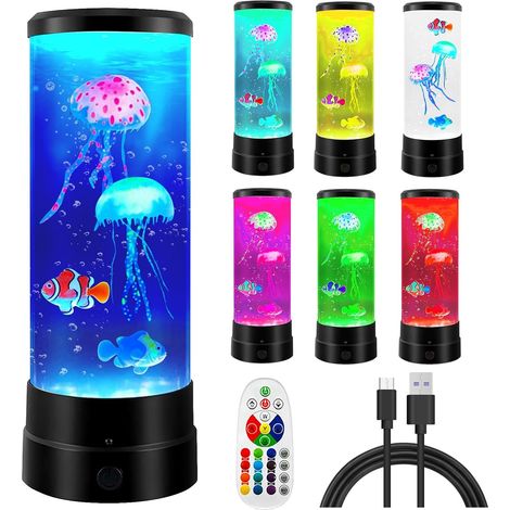Lampada lava a forma di medusa, rotonda, con 17 modalità di cambio colore, telecomando, lampada lava per illuminazione d'atmosfera, luce notturna, decorazione per la casa