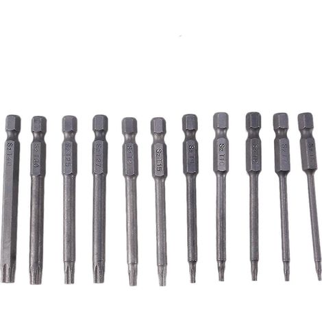 11 embouts de tournevis magnétiques en acier S2 de 75 mm, tête hexagonale Torx T6/T7/T8/T9/T10/T15/T20/T25/T27/T30/T40 (1/5)