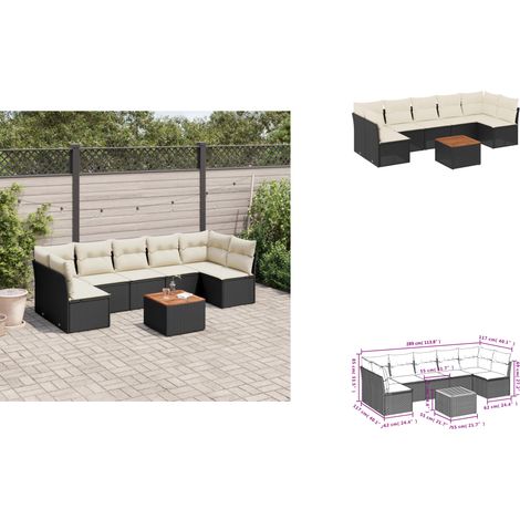 8-tlg. Garten-Sofagarnitur mit Kissen Schwarz Poly Rattan - Gartensortiment - Outdoor Möbel - Gartenlounge - Lounge Set - Rattan Gartenmöbel (1/3)