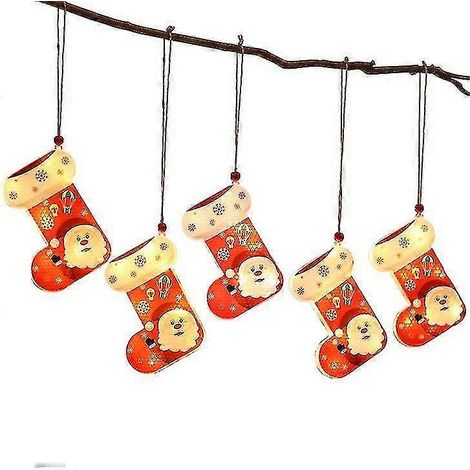 Luces de decoración navideñas, luces LED, adornos para el árbol de Navidad, 5 calcetines navideños. (1/3)