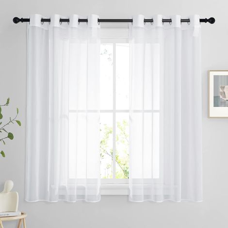 Lot de 2 Rideaux Voilage - Petit Rideau Transparent Court (1/5)