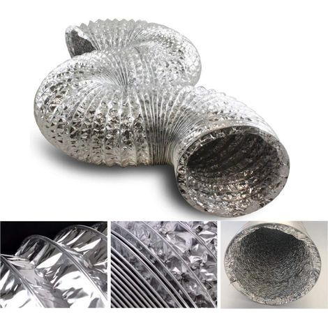 100 mm flexibler Doppel-Aluminium-Ablaufschlauch für Badezimmer, Küche, Wäschetrockner - 2 m (ø100mm2m/Silber) (1/4)