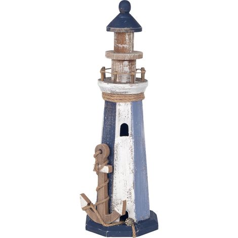Phare marin décoratif bleu pour la maison - Figurine nautique de qualité - Idéal pour la décoration intérieure et extérieure (1/4)