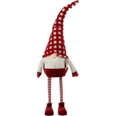 Statue Déco Lutin "Chapeau à Carreaux" 80cm Rouge (1/2)