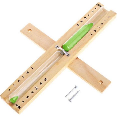 Sanduhr aus Holz, 15 Minuten, grüner Sand