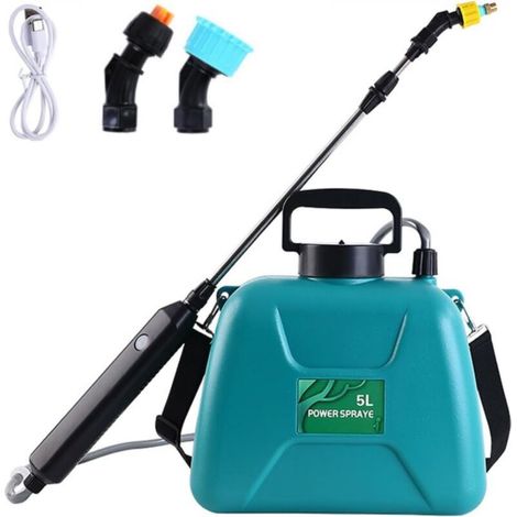 5L Electric Garden Watering Can, 2400mAh Battery, Up to 60cm Length, for Spraying and Cleaning Garden Plants - Green (1/5)
