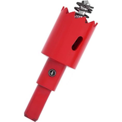 Scie cloche, outil de perçage pour métaux - Rouge, tige de 10 mm, diamètre de 28 mm, profondeur de trou de 30 mm (1/5)