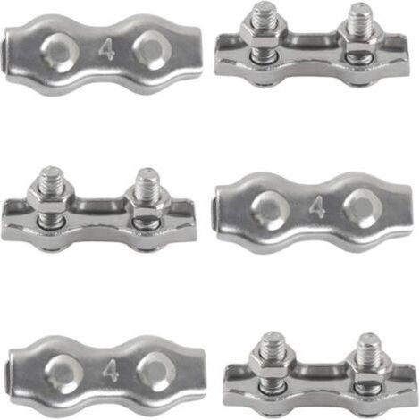 6pièces M4 Duplex Clips Serre-câbles en Acier Inoxydable 304 Pinces Duplex pour Filin pour Cordes à Linge en Câble Métallique Voiles de Soleil Suspendues Patio Fixe (1/4)