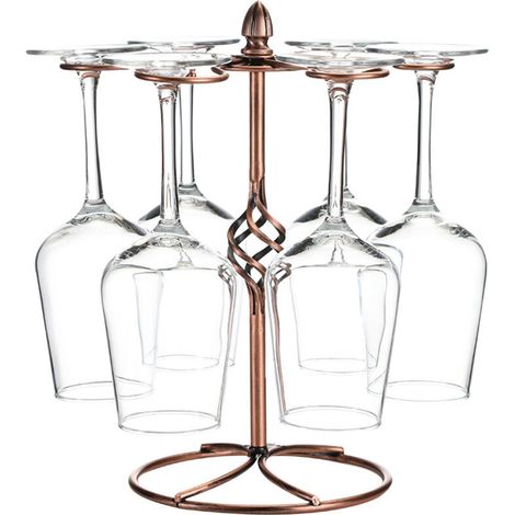 Estante para copas de vino de encimera, expositor de sobremesa independiente con 6 ganchos, ideal para bar y hogar. (1/4)